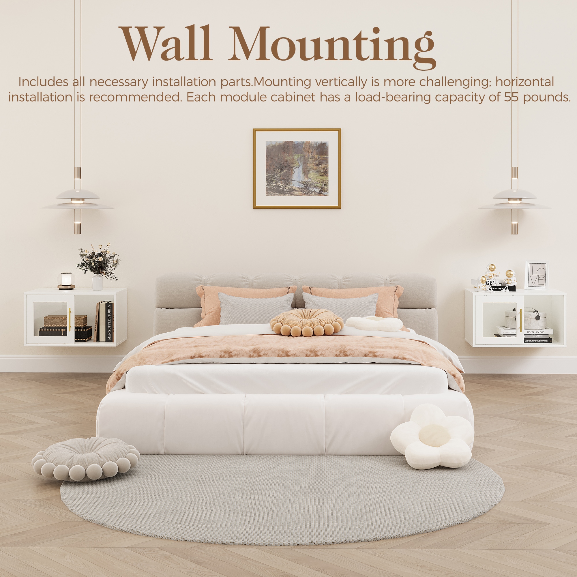 Cube Storage Organizer With Sliding Door White Wood Shelf Unit_voghion.com